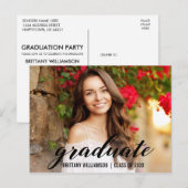 Carte Postale Élégant Script College Graduation Party Invitation (Devant / Derrière)