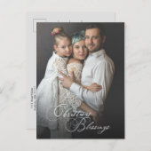 Carte Postale Élégant script de bénédictions de Noël | Photo (Devant / Derrière)