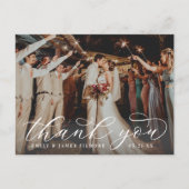 Carte Postale Élégant script de calligraphie Mariage Merci photo (Devant)