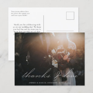 Carte Postale Élégant script de calligraphie photo Merci Mariage