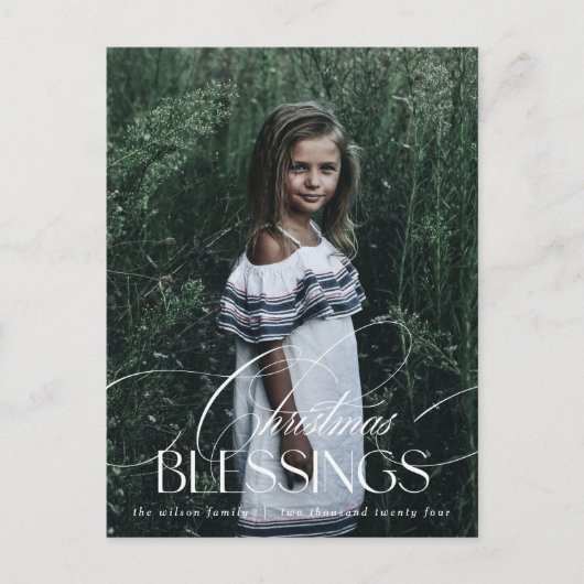 Carte Postale Élégant Script de Noël Bénédictions vacances (Devant)