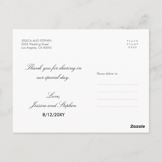 Carte Postale Élégant Script de photo d'arche Amour moderne Merc (Dos)