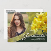 Carte Postale Elegant Script Fleurs Jaunes | Photo de remise de (Devant / Derrière)