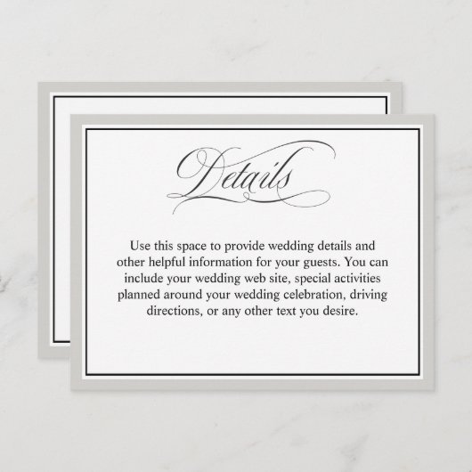 Carte Postale Élégant Script Flouris Détails Mariage (Devant / Derrière)