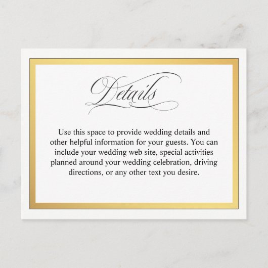 Carte Postale Élégant Script Flouris Détails Mariage (Devant)