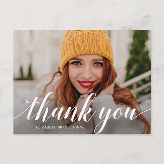 Carte Postale Elégant Script Graduation Merci note (Devant)