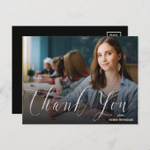 Carte Postale Elégant Script Graduation Photo Merci Postcard (Devant / Derrière)