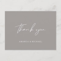 Élégant Script gris Mariage monochrome Merci