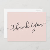 Carte Postale Élégant script manuscrit rose vif merci (Devant / Derrière)