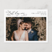 Carte Postale Élégant script minimal Mariage photo Merci (Devant)