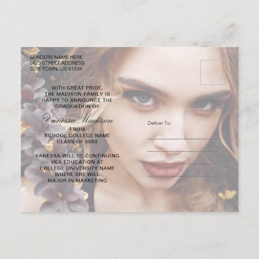 Carte Postale Élégant script moderne | 2 Diplôme photo 2 côté (Dos)