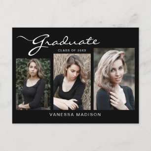 Carte Postale Élégant script moderne   3 Faire-part photo Grad