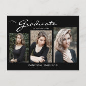 Carte Postale Élégant script moderne | 3 Faire-part photo Grad (Devant)