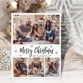 Carte Postale Élégant Script moderne 4 Photo Collage Noël