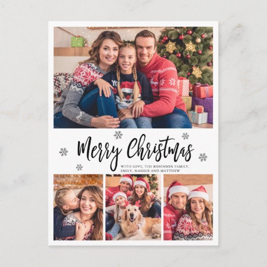 Carte Postale Élégant Script moderne Collage Joyeux Noël (Devant)