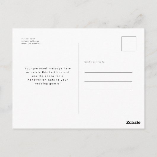 Carte Postale Élégant Script noir blanc Mariage Merci (Dos)