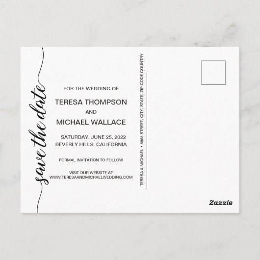 Carte Postale Élégant Script Photo Fiançailles Enregistrer La Da (Dos)