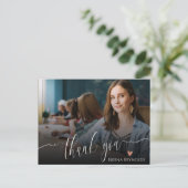 Carte Postale Elegant Script Photo Graduation Thank You (Debout devant)