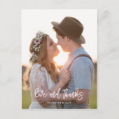 Carte Postale Élégant Script Photo Love et Merci Mariage (Devant)