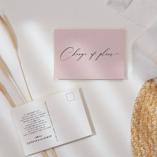 Carte Postale Élégant Script Rose Changement De Plans Mariage