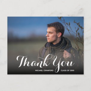 Carte Postale Elegant Script Thank You Photo Graduation
