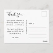 Carte Postale Elegant Script Thank You Photo Graduation (Dos)