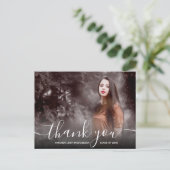 Carte Postale Elegant Script Thank You Photo Graduation (Debout devant)