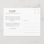 Carte Postale Elegant Script Thank You Photo Graduation (Dos)