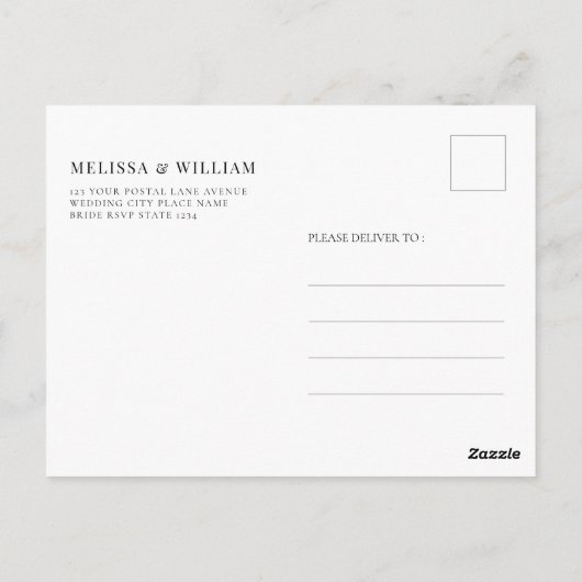 Carte Postale Élégant Script Wedding Enregistrer la date (Dos)