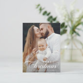 Carte Postale Élégant Simple Joyeux Script photo de Noël (Debout devant)