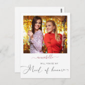 Carte Postale Élégant Simple Photo Maid Of Honor Proposition (Devant / Derrière)