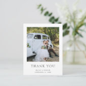 Carte Postale Elegant Simple Photo Wedding Thank You (Debout devant)
