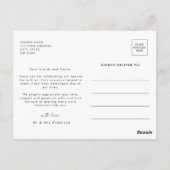 Carte Postale Elegant Simple Photo Wedding Thank You (Dos)