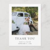 Carte Postale Elegant Simple Photo Wedding Thank You (Devant)
