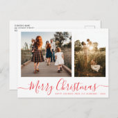 Carte Postale Elegant Simple Script Family Photo Christmas (Devant / Derrière)