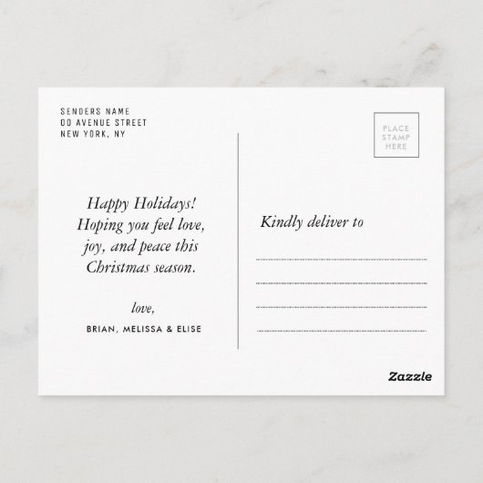 Carte Postale Elegant Simple Script Family Photo Christmas (Dos)