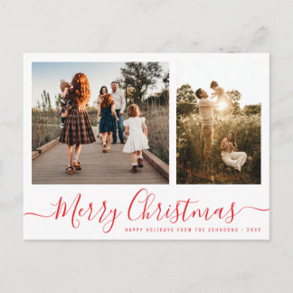 Carte Postale Elegant Simple Script Family Photo Christmas