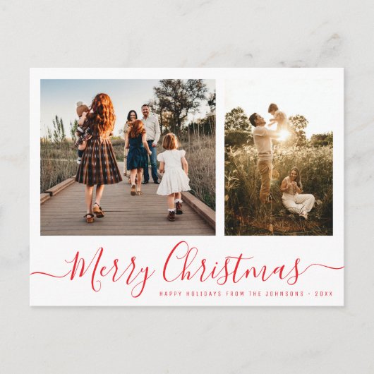 Carte Postale Elegant Simple Script Family Photo Christmas (Devant)