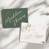 Carte Postale Élégant Simple Script Sage Vert Mariage RSVP