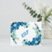 Carte Postale Elegant Sky Blue Floral RSVP Card (Debout devant)