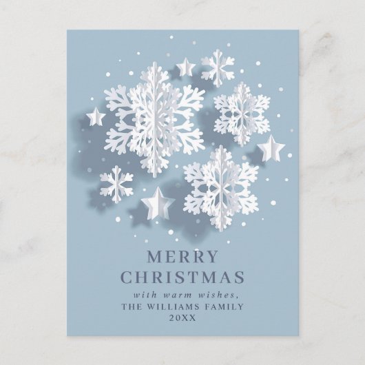 Carte Postale Élégant Snowflake Noël Salutation vacances (Devant)