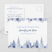 Carte Postale Élégant Snowflakes Merci de mariage hivernal (Devant / Derrière)