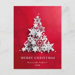 Carte Postale Élégant Snowflakes Noël Arbre Salutation