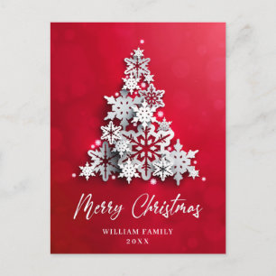 Carte Postale Élégant Snowflakes Noël Arbre Salutation