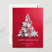 Carte Postale Élégant Snowflakes Noël Arbre Salutation (Devant / Derrière)