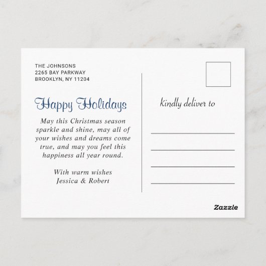 Carte Postale Élégant Snowflakes Noël Arbre Salutation (Dos)