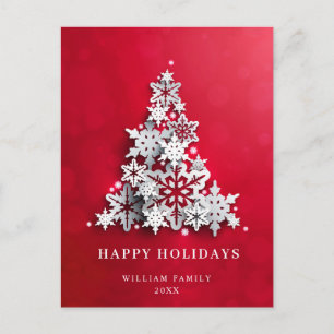 Carte Postale Élégant Snowflakes Noël Arbre Salutation