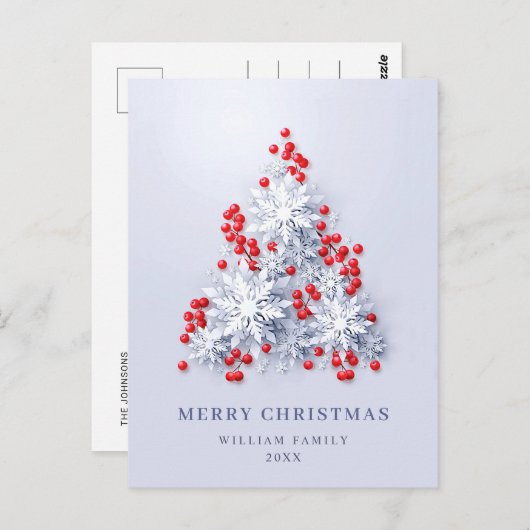 Carte Postale Élégant Snowflakes Noël Salutation vacances (Devant / Derrière)