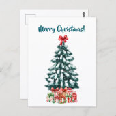 Carte Postale Elegant Snowy Christmas Tree Postcard (Devant / Derrière)