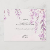 Carte Postale Elegant Soft Blush Lavender Wedding Bridesmaid  (Dos)